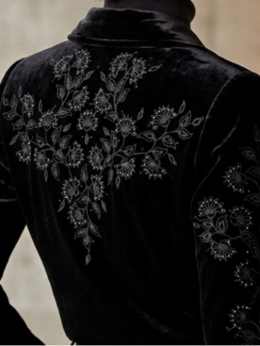 Johnny Was Jade Floral Embroidery Beaded Velvet Duster Cardigan Boholux Jacket